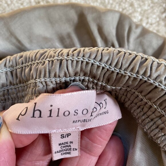 PHILOSOPHY taupe gray tiered maxi skirt, sz S. - Picture 7 of 8